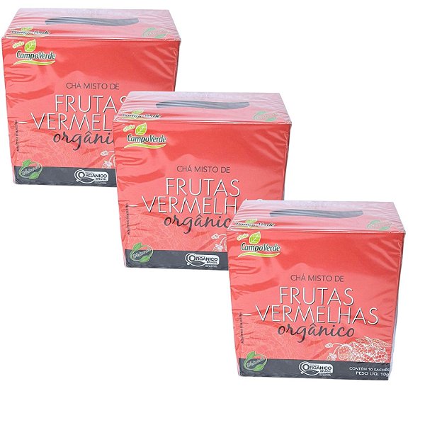 Chá Frutas Vermelhas Orgânico Kit 3 Caixas Campo Verde