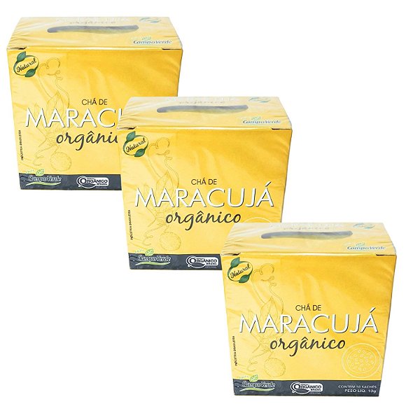 Chá Maracujá Orgânico Kit 3 Caixas Campo Verde