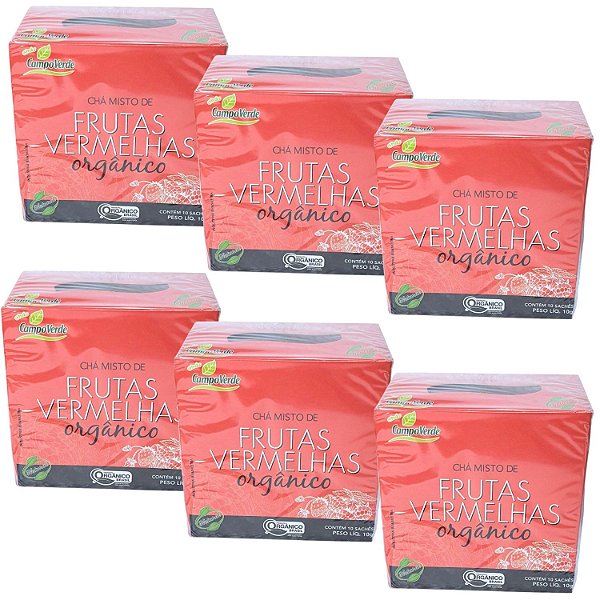 Chá Frutas Vermelhas Orgânico Kit 6 Caixas Campo Verde
