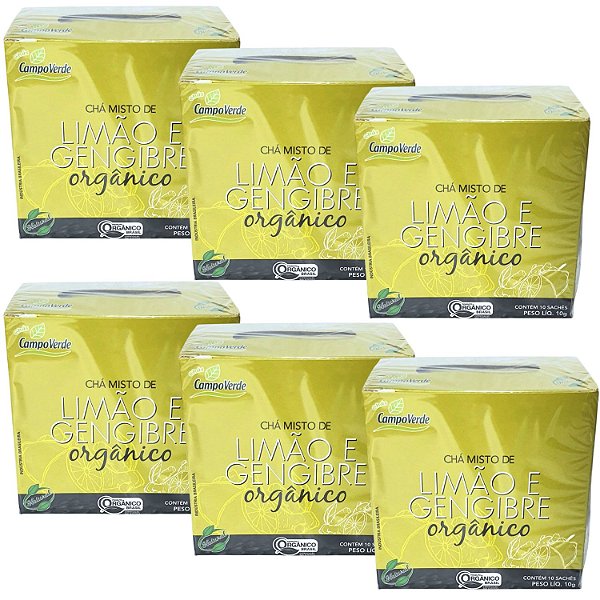 Chá Limão e Gengibre Orgânico Kit 6 Caixas Campo Verde
