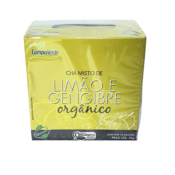 Chá Limão e Gengibre Orgânico Sachês Campo Verde