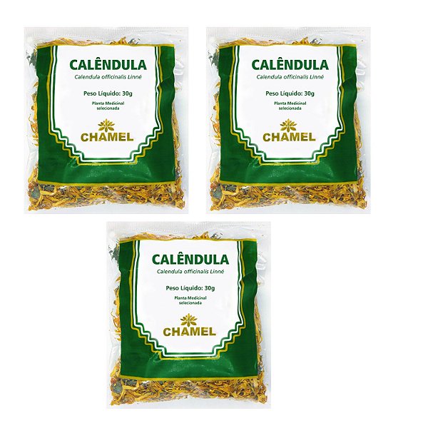 Chá Calêndula Flores Natural Kit 3 Pacotes Chamel
