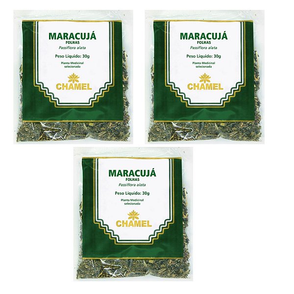 Chá Maracujá Folhas Natural Kit 3 Pacotes Chamel