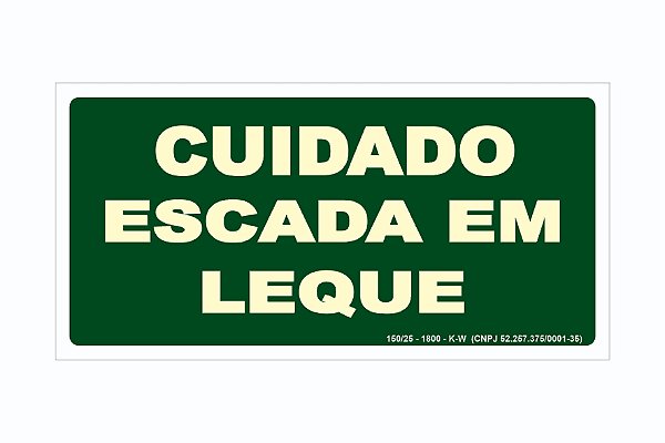 Placa Rota De Fuga Cuidado Escada Em Leque