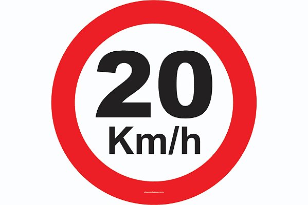 Placa Velocidade Máxima Permitida 20 Km/H R-19 Resolução Contran