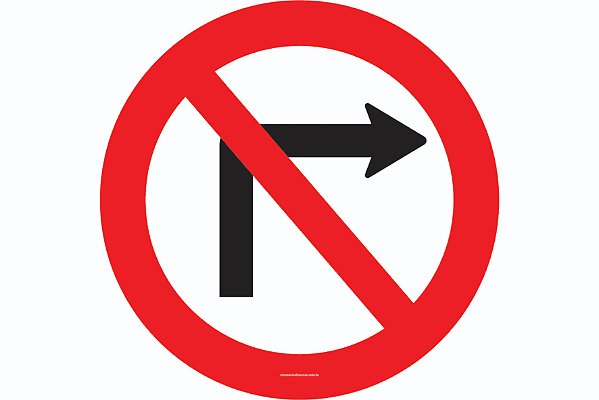 Placa de Trânsito - Proibido Virar À Direita R-4B Resolução Contran