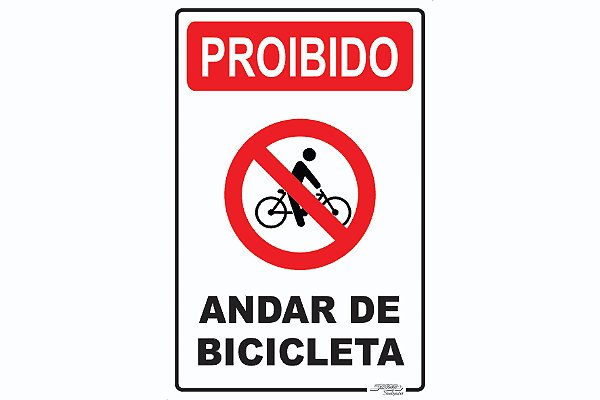 Placa Proibido Andar de Bicicleta