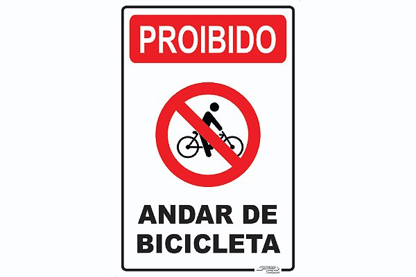 Placa Proibido Andar de Bicicleta