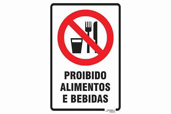 Placa Proibido Alimentos e Bebidas
