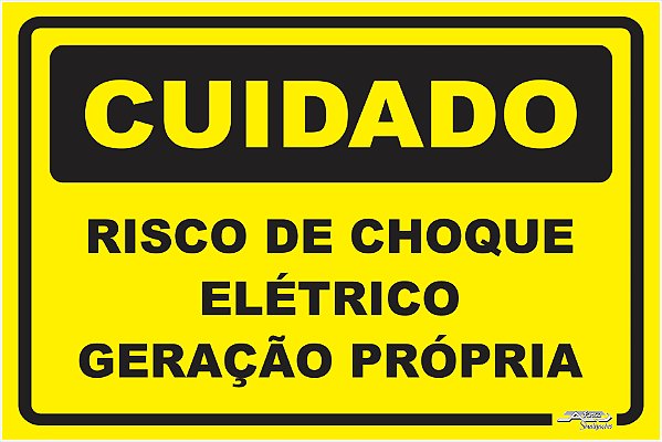 Placa Cuidado Risco de Choque Elétrico Geração Própria