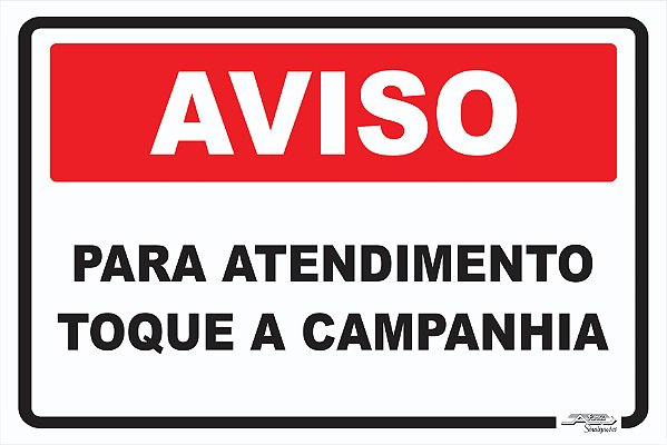 Placa Aviso Para Atendimento Toque a Campanhia - Afonso Adesivos