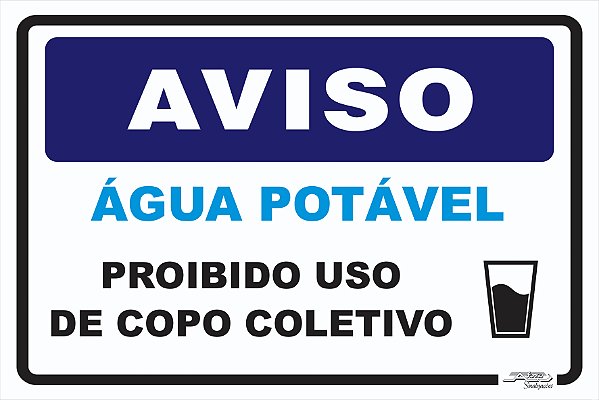 Placa Aviso Proibido Uso de Copo Coletivo