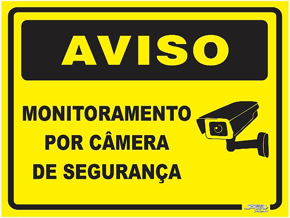 Placa Aviso Monitoramento por Câmera de Segurança