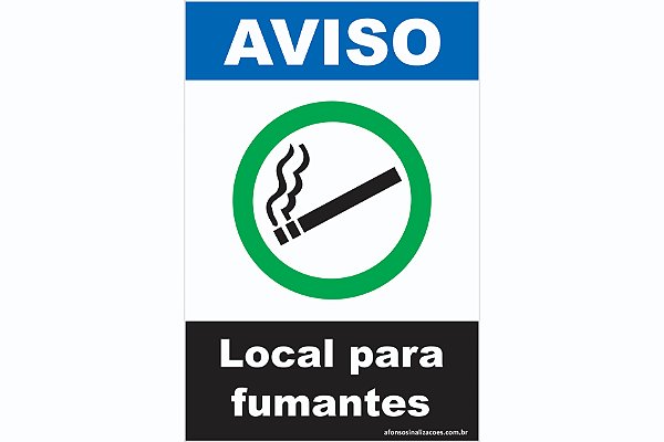 Placa Aviso Local para Fumantes