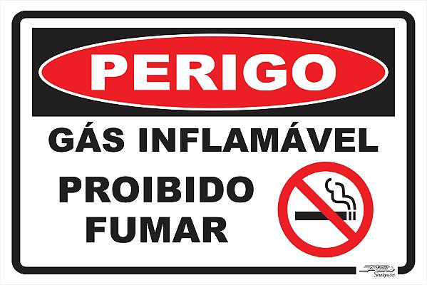 Placa Perigo Gás Inflamável Proibido Fumar