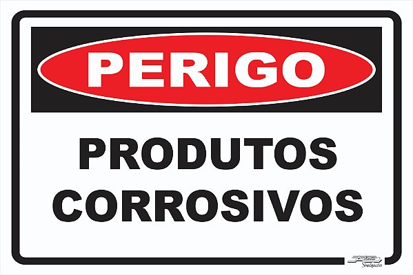 Placa Perigo Produtos Corrosivos