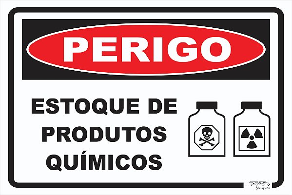 Placa Perigo Estoque de Produtos Químicos