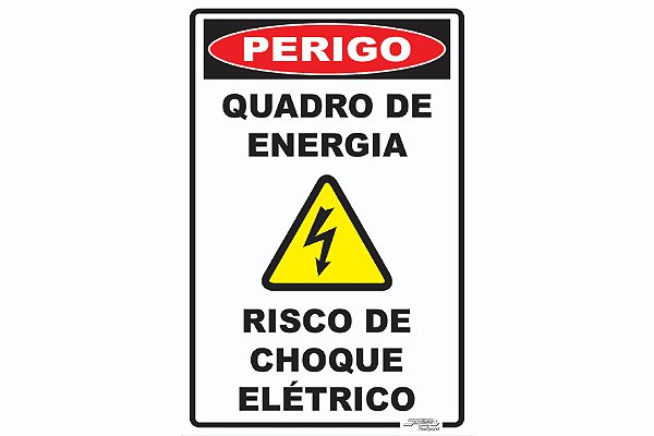 Placa Perigo Quadro de Energia Risco de Choque Elétrico