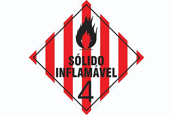 Transporte de Produtos Perigosos - Rótulo de Risco - Sólido Inflamável 4