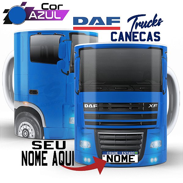 Caneca Personalizada Caminhão Daf xf  Caminhoneiro com seu nome impresso