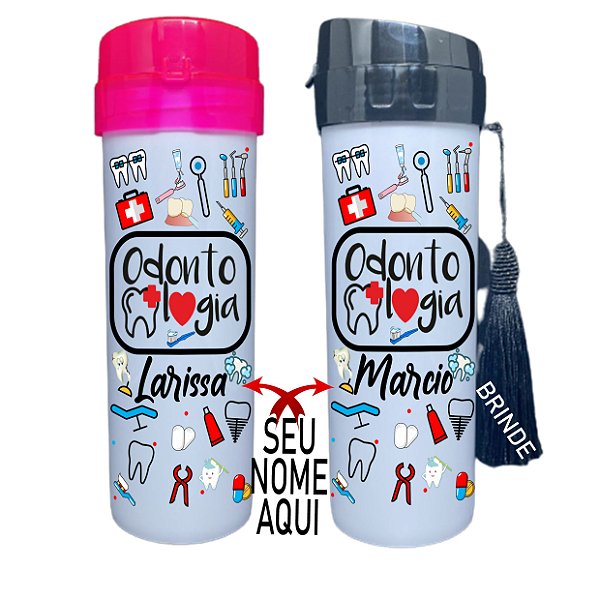 Garrafinha de Agua Personalizada - Dentista ( Coloque seu Nome)