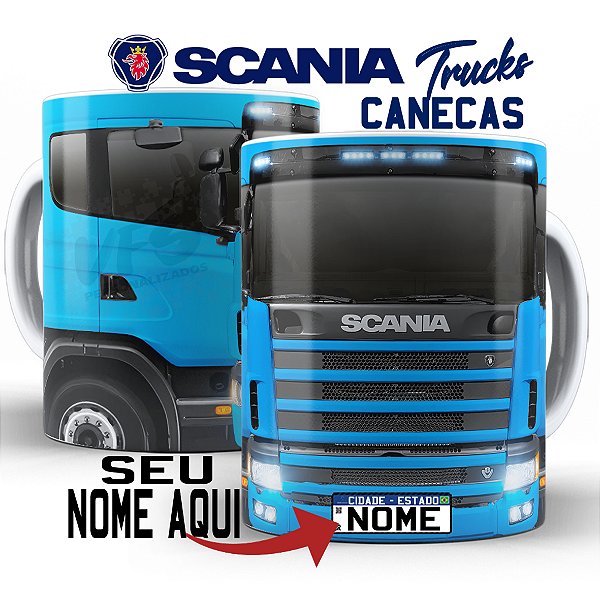Caneca Personalizada Caminhoneiro Caminhão Scania 124