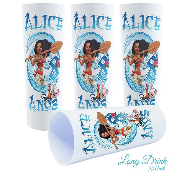 kit 10 Copos acrilico lembrancinha Festa Moana  c/nome