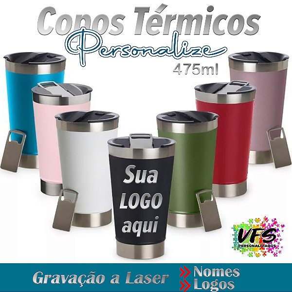 Copo Térmico 475ml + Gravação a Laser ( nome e imagem)
