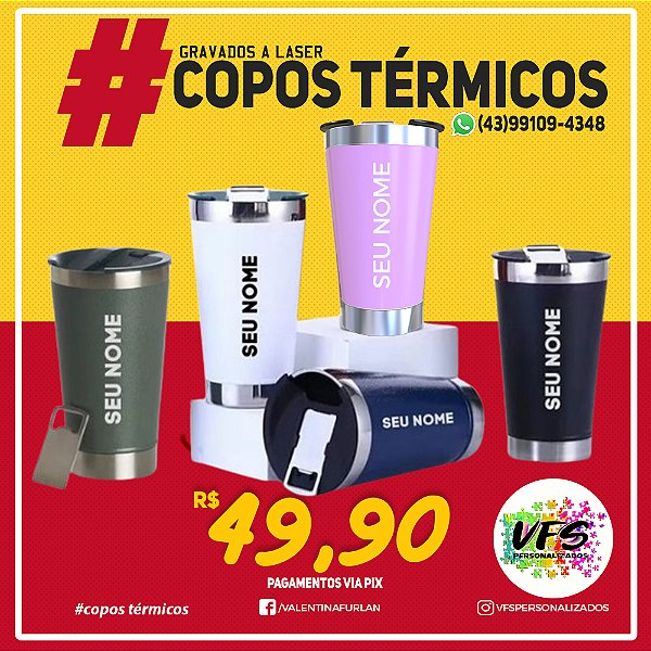 Copo Térmico 475ml - + Gravação a Laser ( nome e imagem)