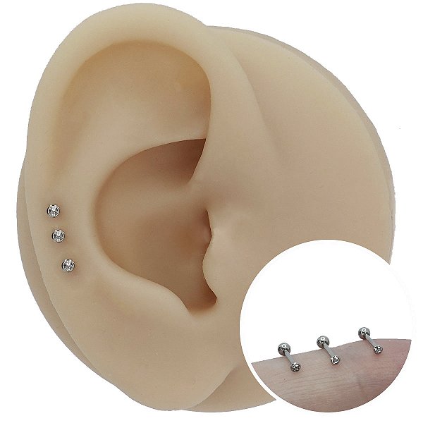 Piercing Australiano em Aço 0,8mm Com Zircônia