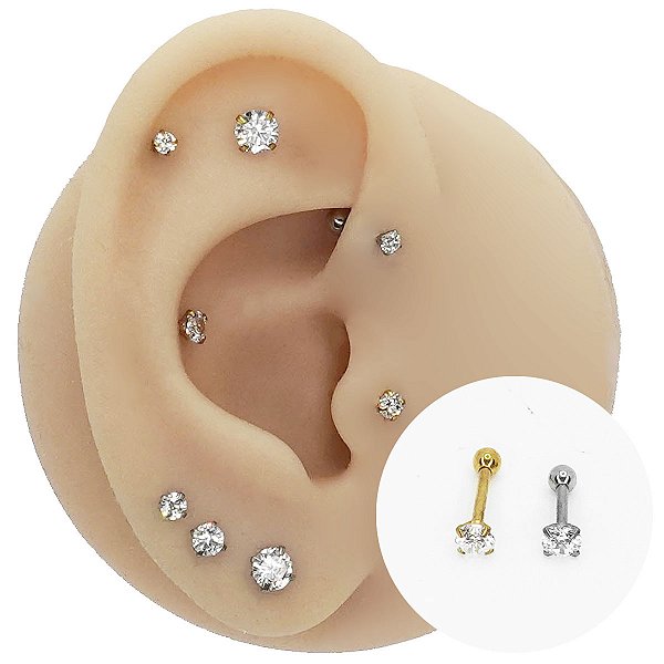 Piercing Microbell Reto RI em Titânio com Zircônias