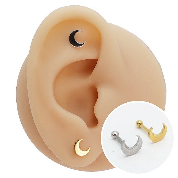 Piercing Microbell Reto em Aço PVD Lua