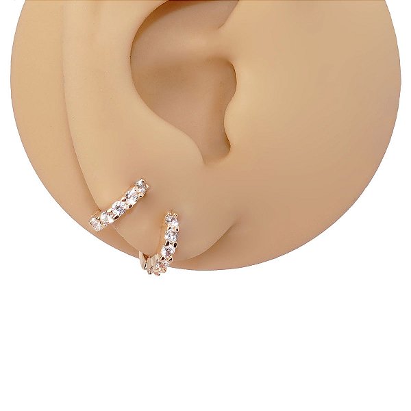 Brinco Argola Folheado Classic Dourada Zircônias