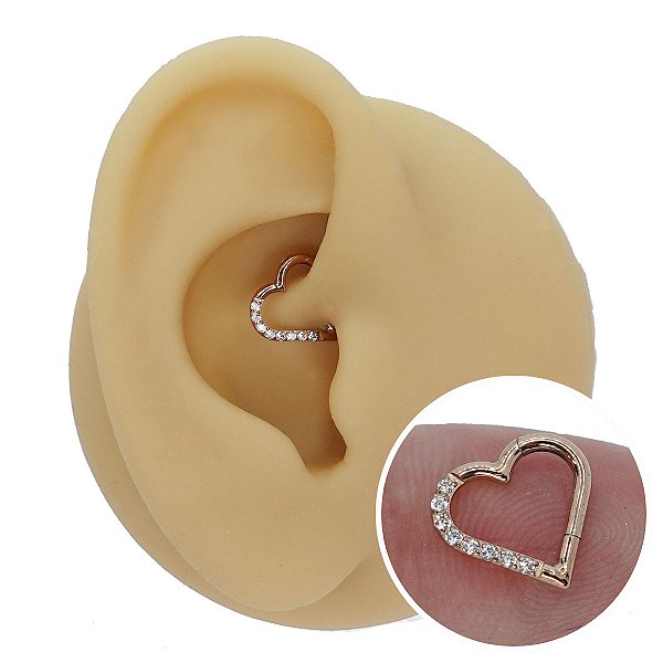 Piercing Argola em Titânio Clicker PVD Coração Perfeito