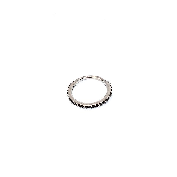 Piercing Argola Clicker em Aço com Zircônia Negra