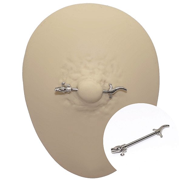 Piercing Folheado Mamilo Lagarto