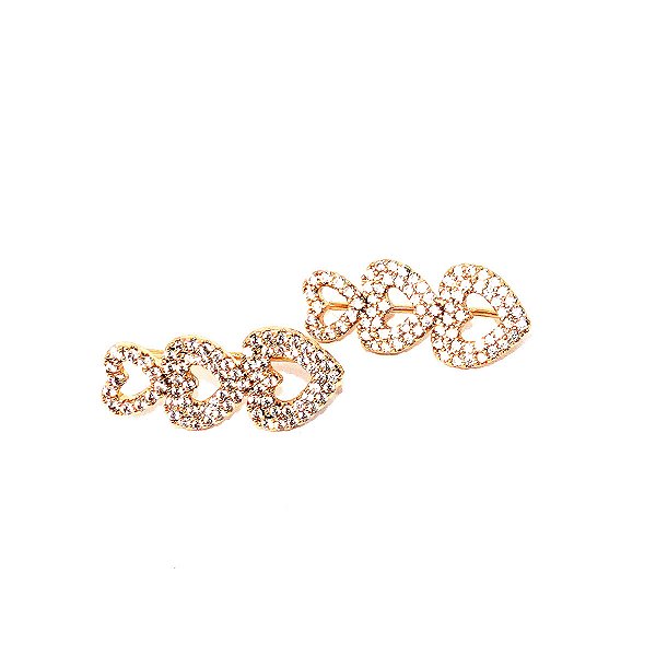 Brincos Ear Cuff Folheado Coração Dourado