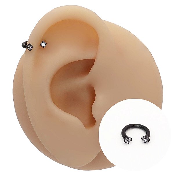 Piercing Ferradura em Titânio PVD Preto