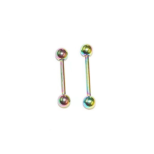 Piercing Barbell RE em Titânio PVD Rainbow 1.6x5mm