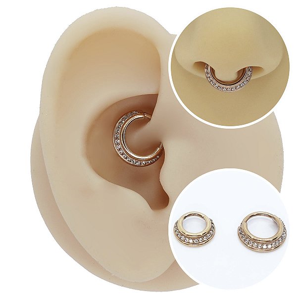Piercing Argola Clicker em Aço PVD Rosé Neck