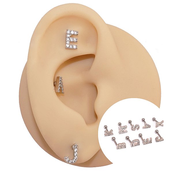 Piercing Folheado Letras com Zircônias