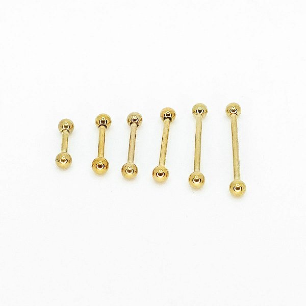 Piercing Barbell RI em Titânio PVD Dourado 1.6x4mm
