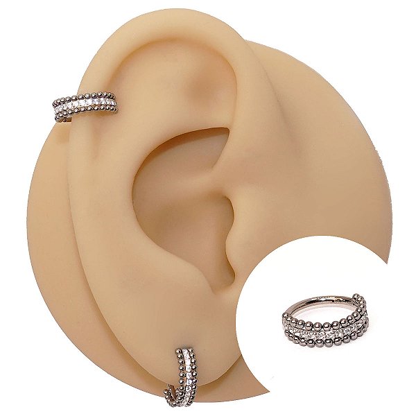 Piercing Argola Clicker em Aço PVD Balls Duplo