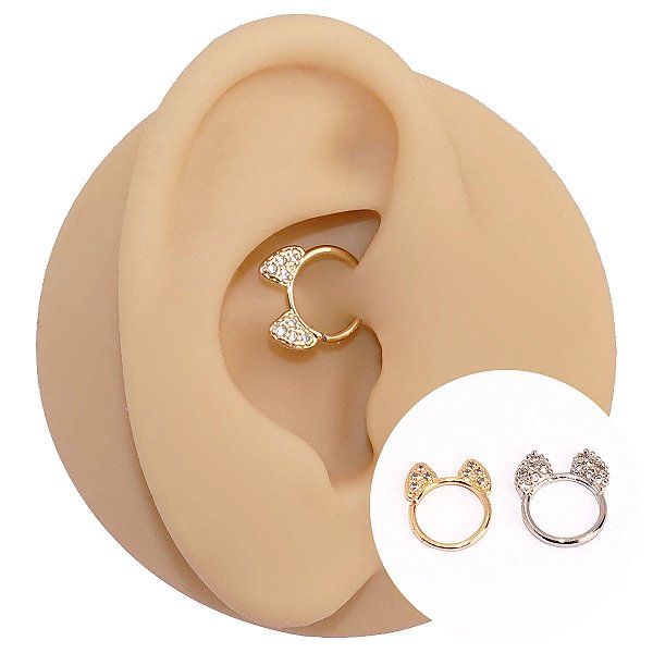 Piercing Argola Folheada Torção Daith Gatinho