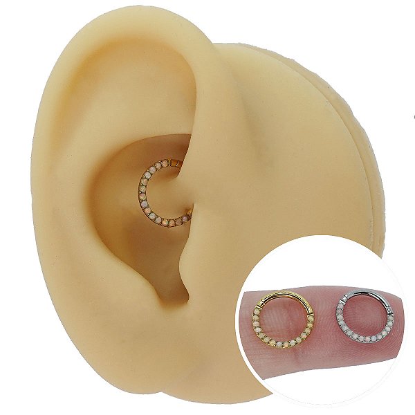 Piercing Argola Clicker em Titânio PVD com Opala