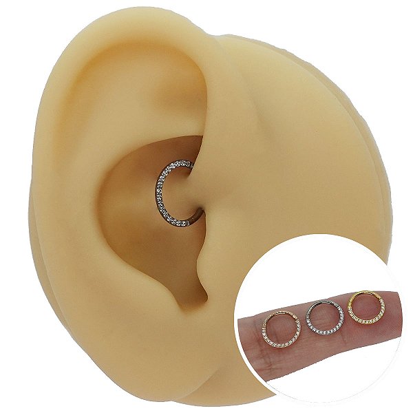 Piercing Argola Clicker Clicker em Titânio PVD 1,0mm Zircônia
