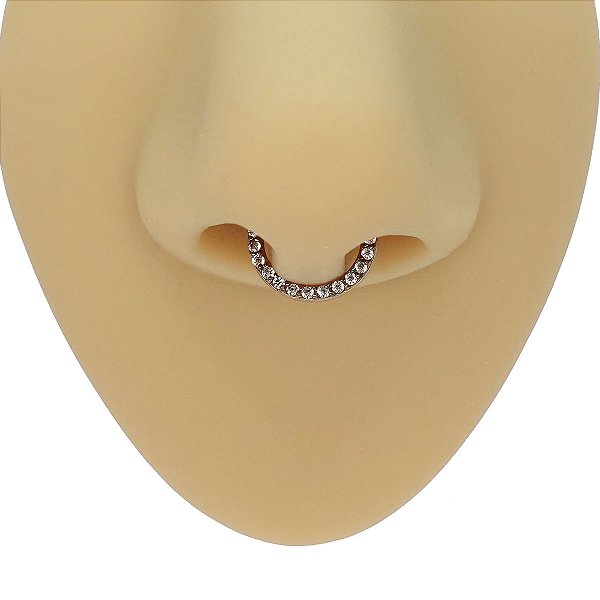 Piercing Argola Clicker em Aço PVD 1.0 com Cristais
