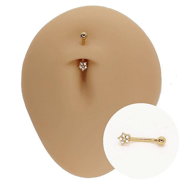 Piercing Banana em Prata 925 Flor Clássica