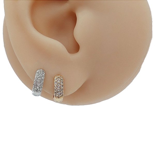 Brinco Argola Folheado Lady com Zircônia