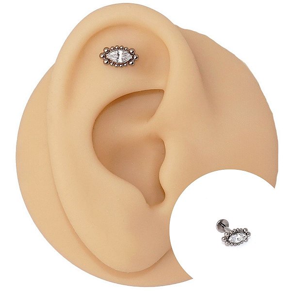Piercing Labret em Titânio Olhar Uno Cristal
